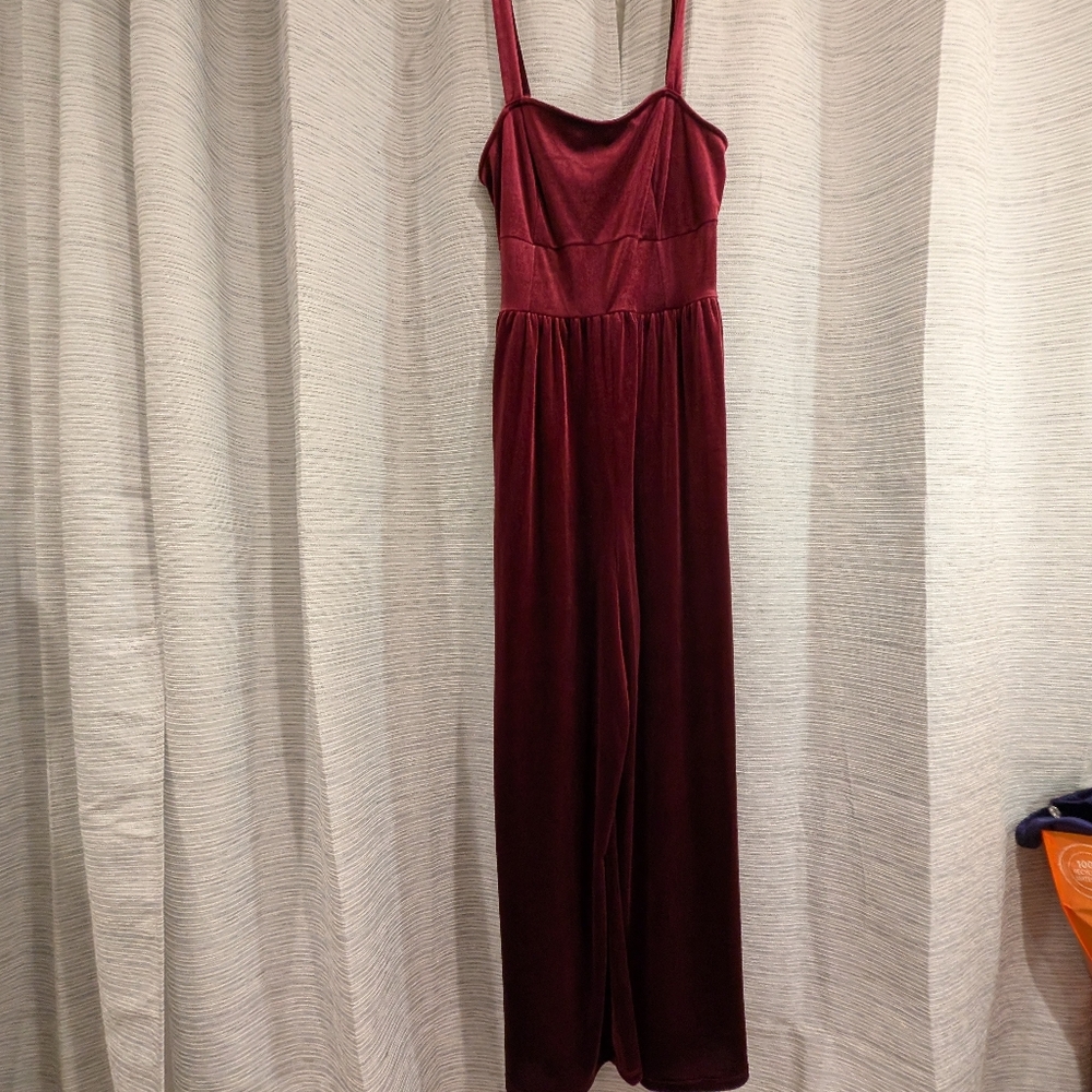 Old Navy Red Velvet Jumpsuit - Size M